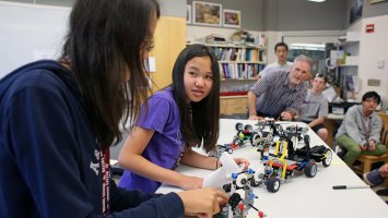 Students in a robotics class at Exeter Summer