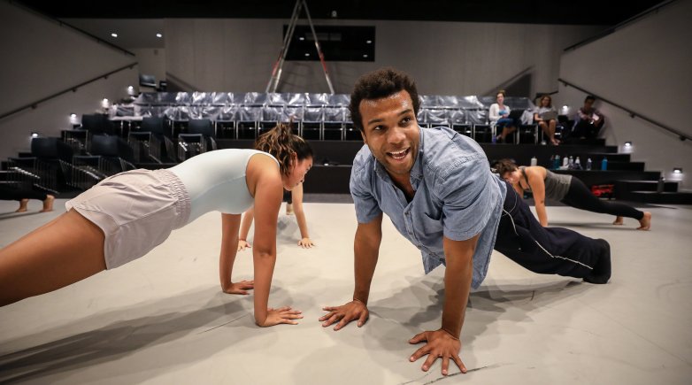 Curtis Thomas '09 returned to campus to work with Exeter's dance company in the Goel Center for Theater and Dance.